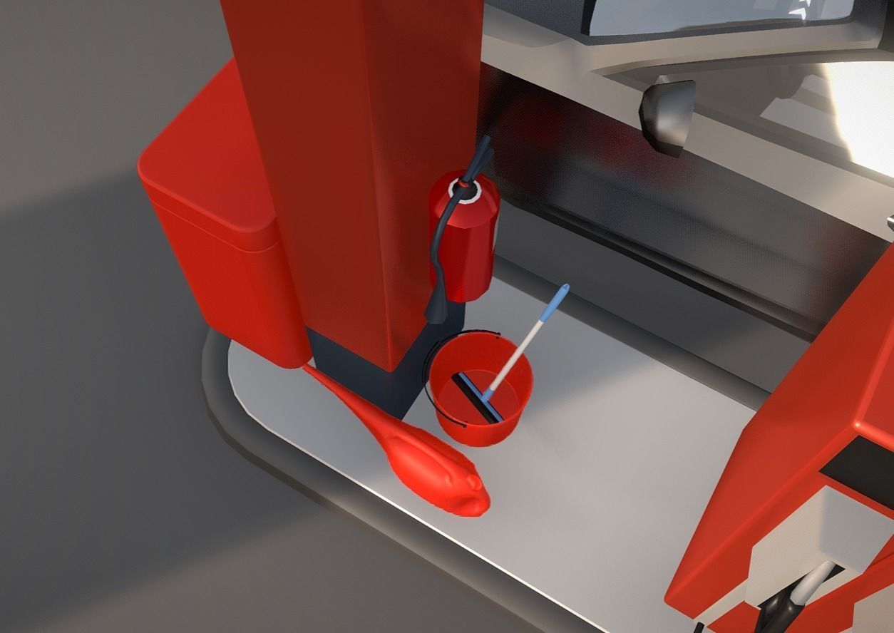 Red Plastic Bucket With Handle - Mid-Poly   Low-poly 3D model_15