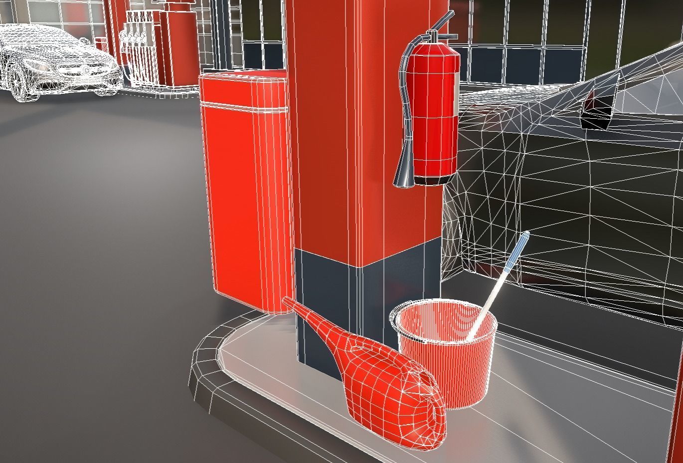 Red Plastic Bucket With Handle - Mid-Poly   Low-poly 3D model_14