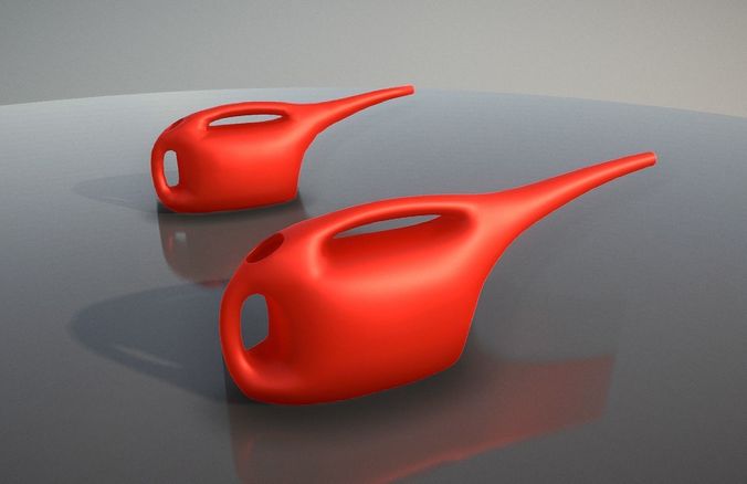Red Watering Can in High-Poly and Low-Poly  Low-poly 3D model