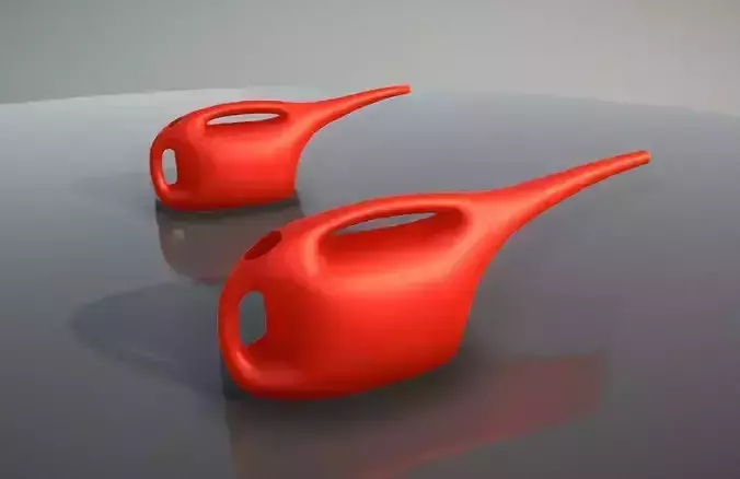 Red Watering Can in High-Poly and Low-Poly  Low-poly 3D model