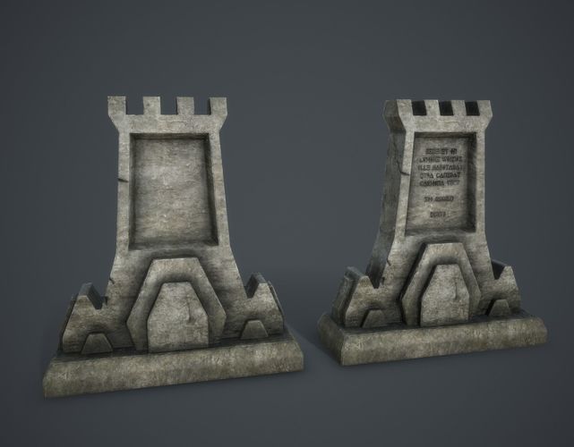 Aged Tombstone Low-poly 3D model