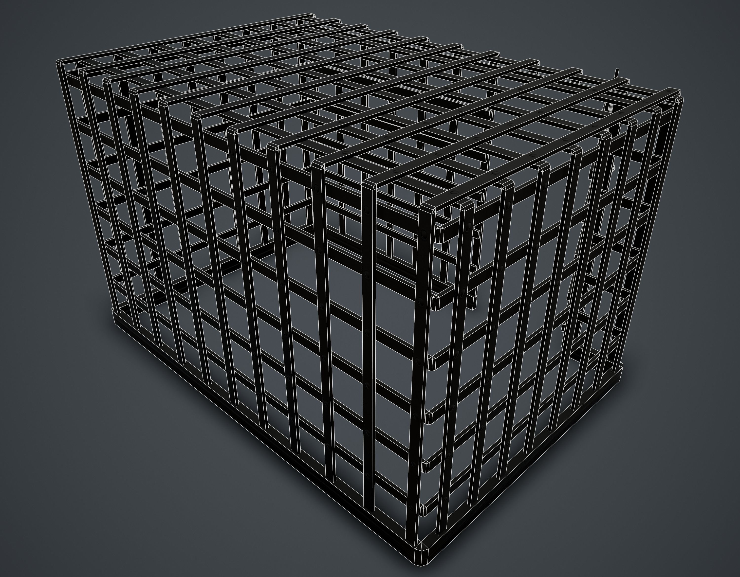 Metal Cage Low-poly 3D model_9