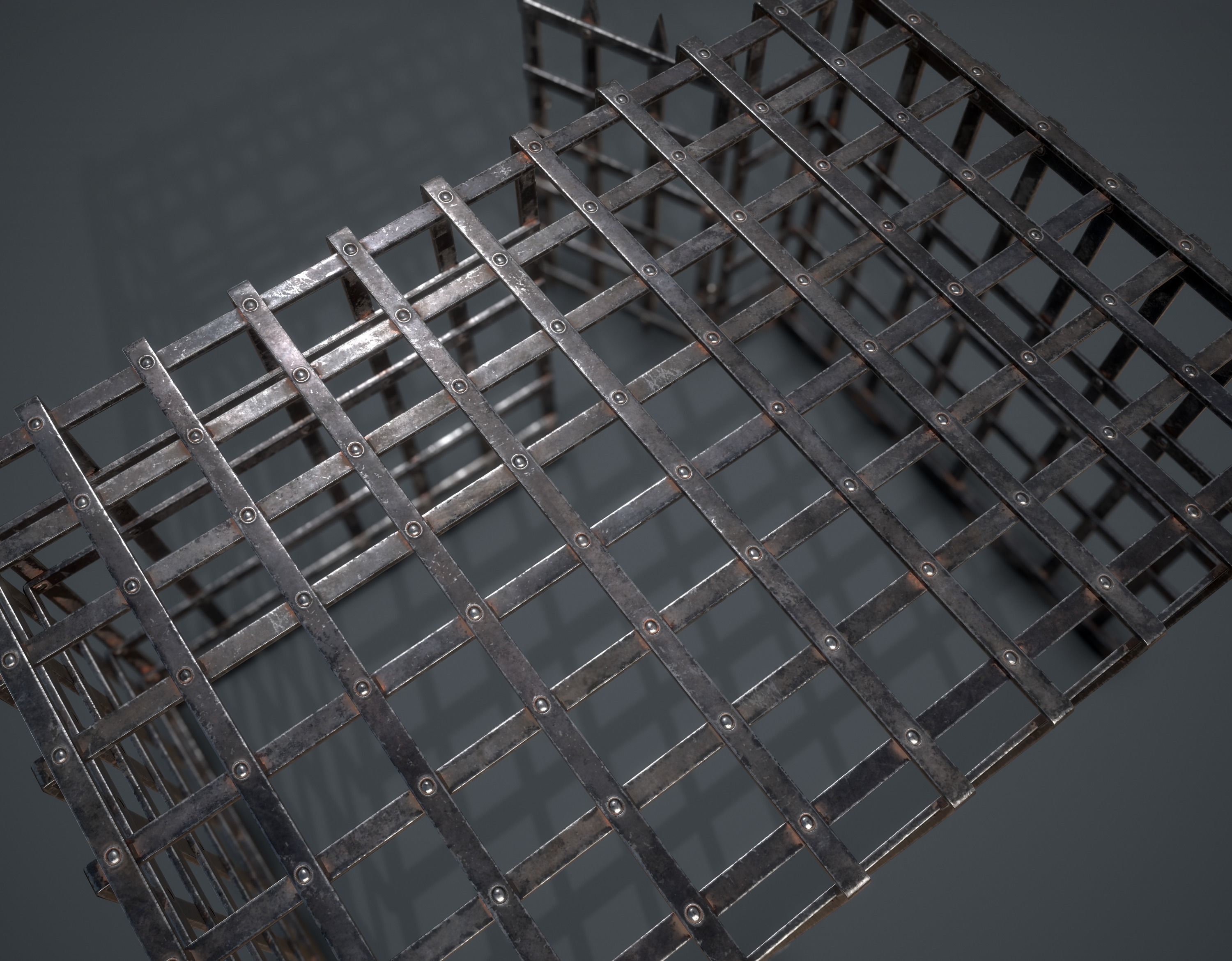 Metal Cage Low-poly 3D model_6