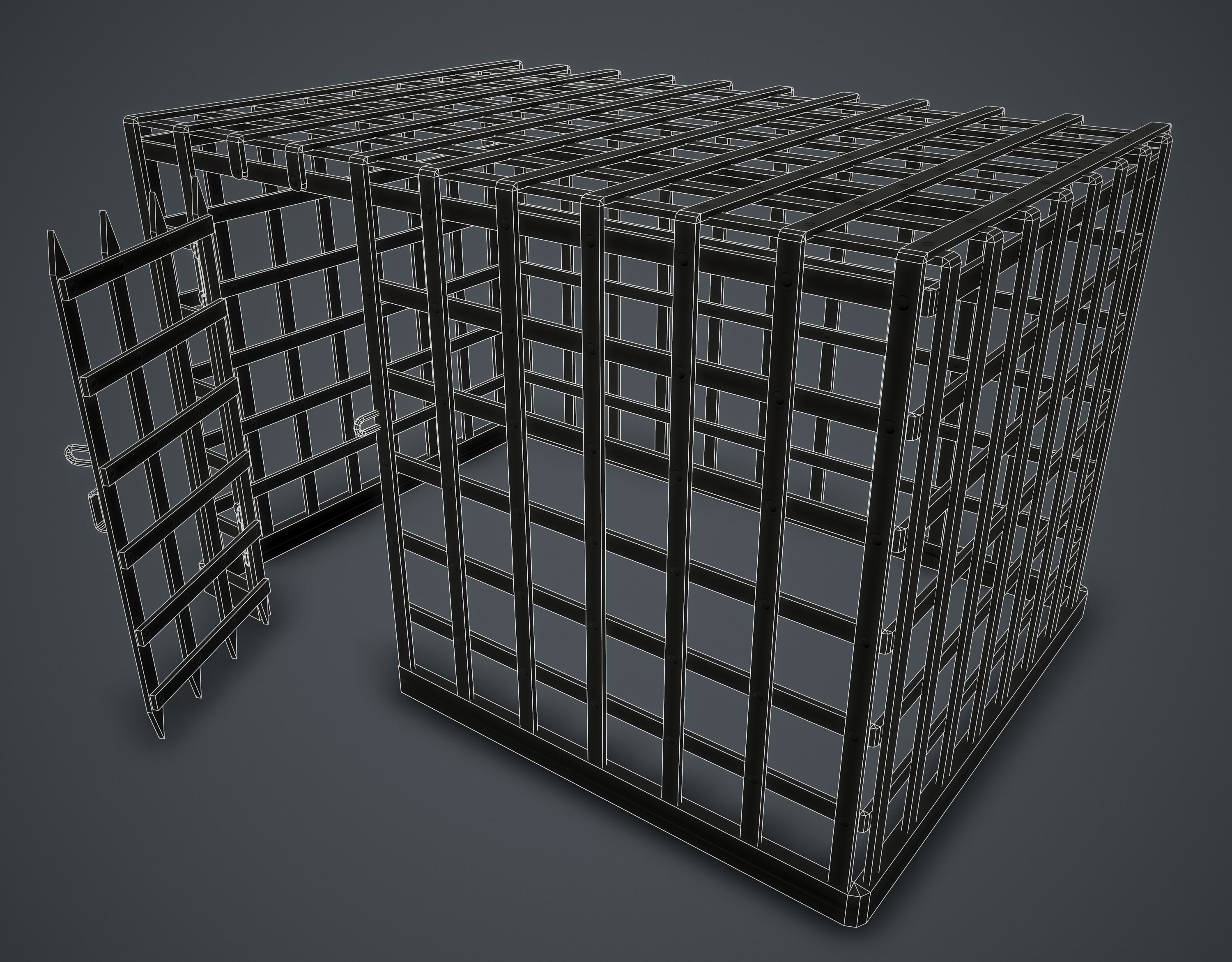 Metal Cage Low-poly 3D model_7
