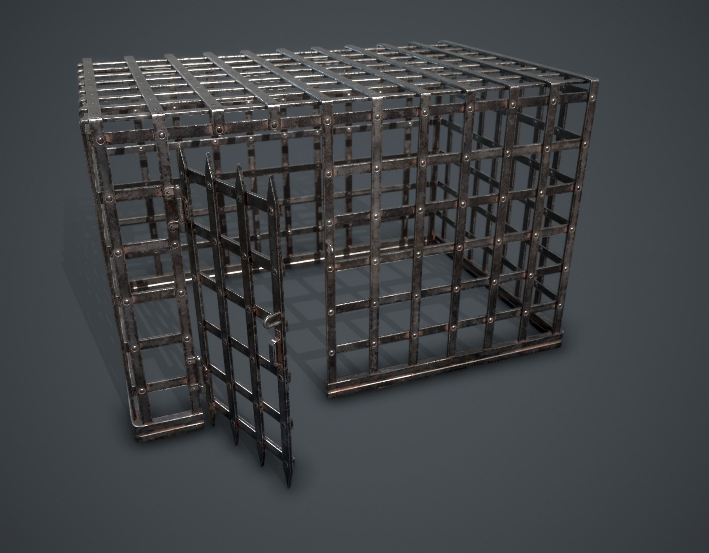 Metal Cage Low-poly 3D model_3