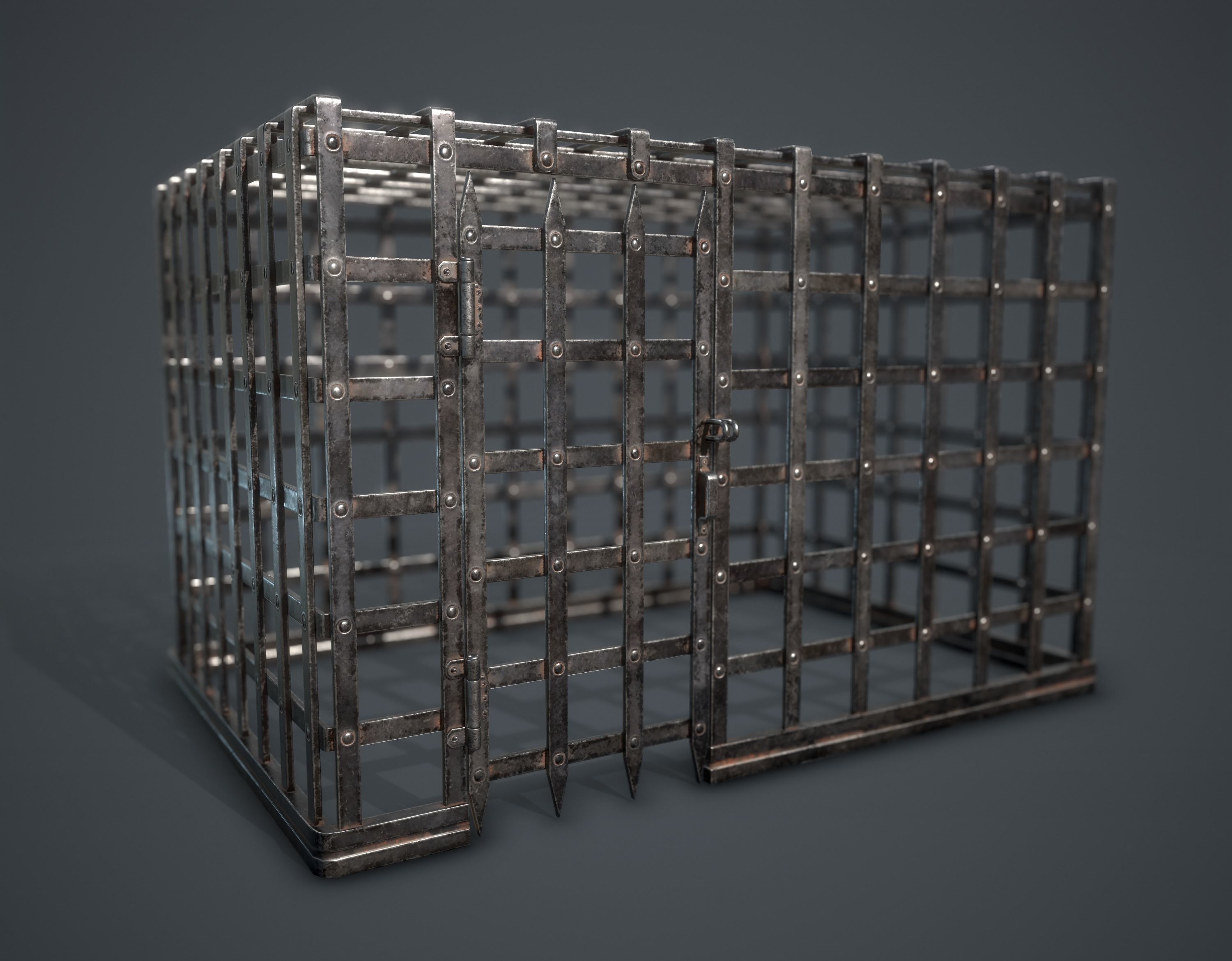 Metal Cage Low-poly 3D model_2