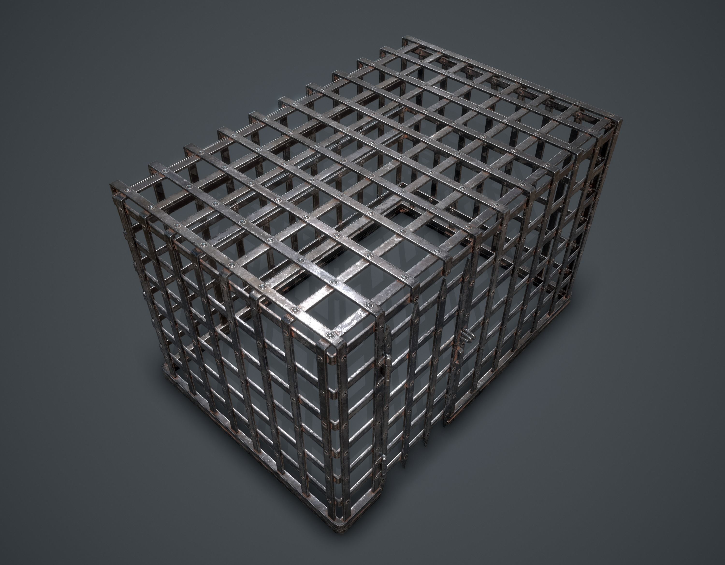 Metal Cage Low-poly 3D model_0