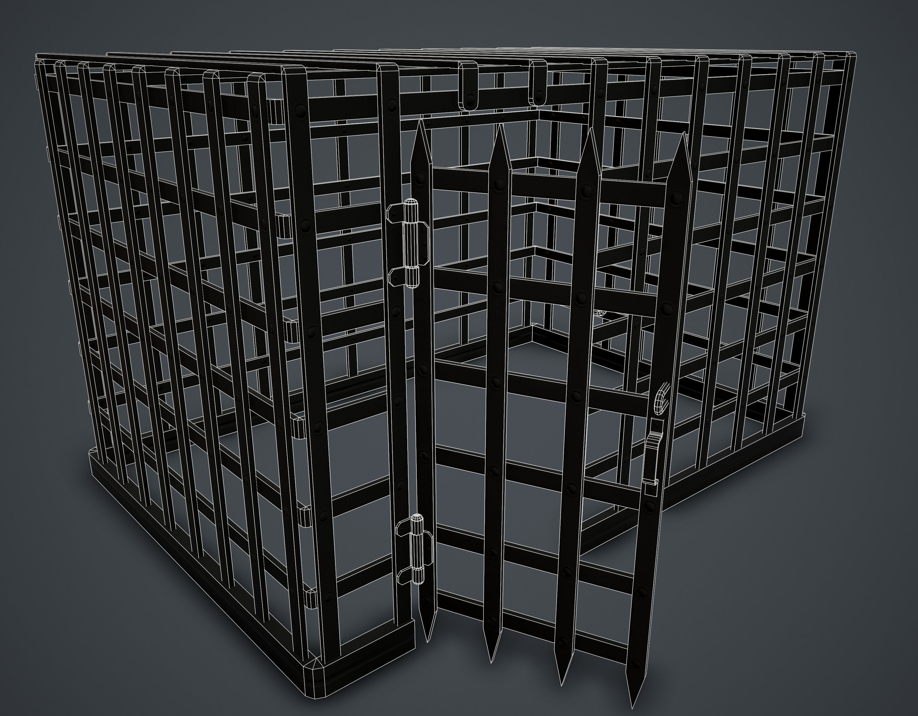 Metal Cage Low-poly 3D model_8