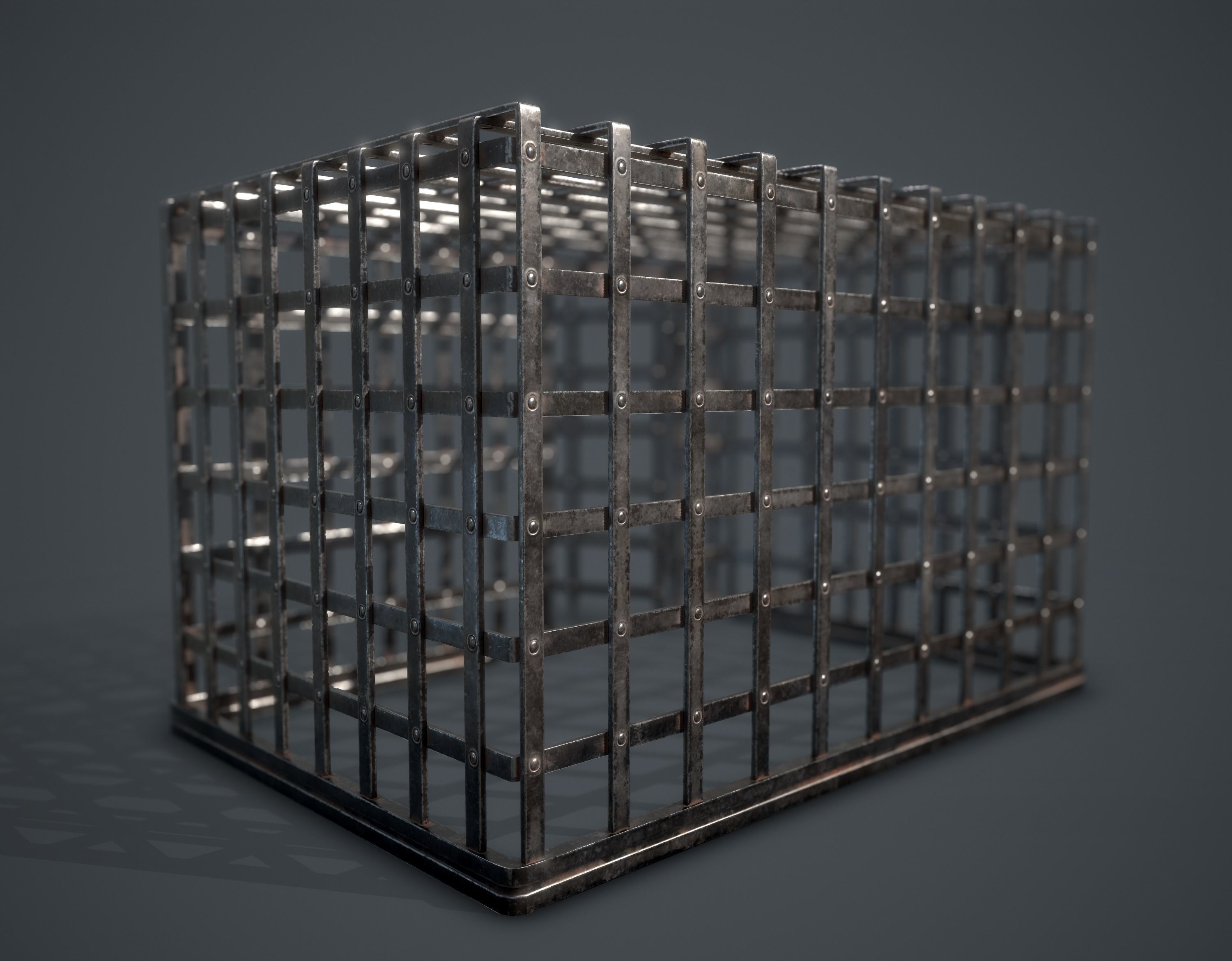 Metal Cage Low-poly 3D model_4