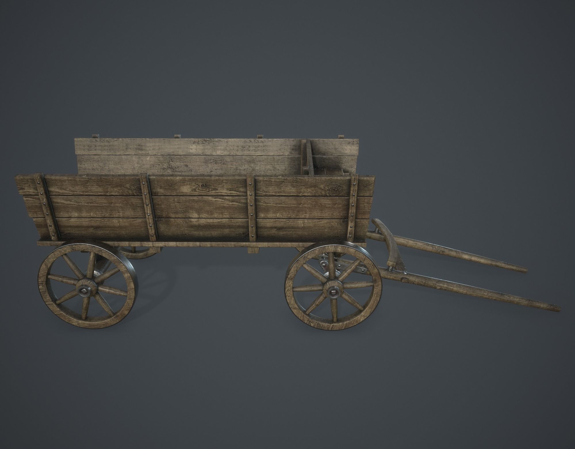 Wagon Low-poly 3D model_9