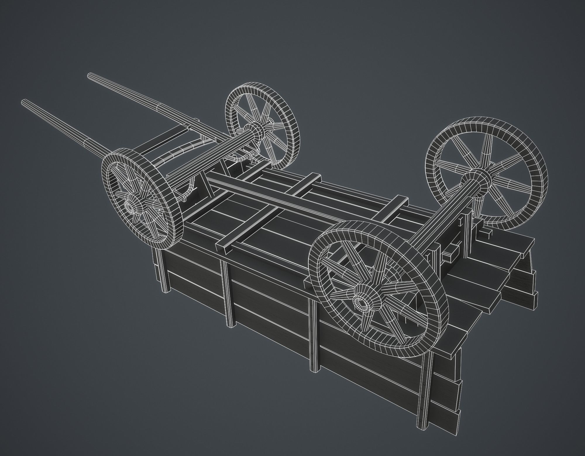 Wagon Low-poly 3D model_14