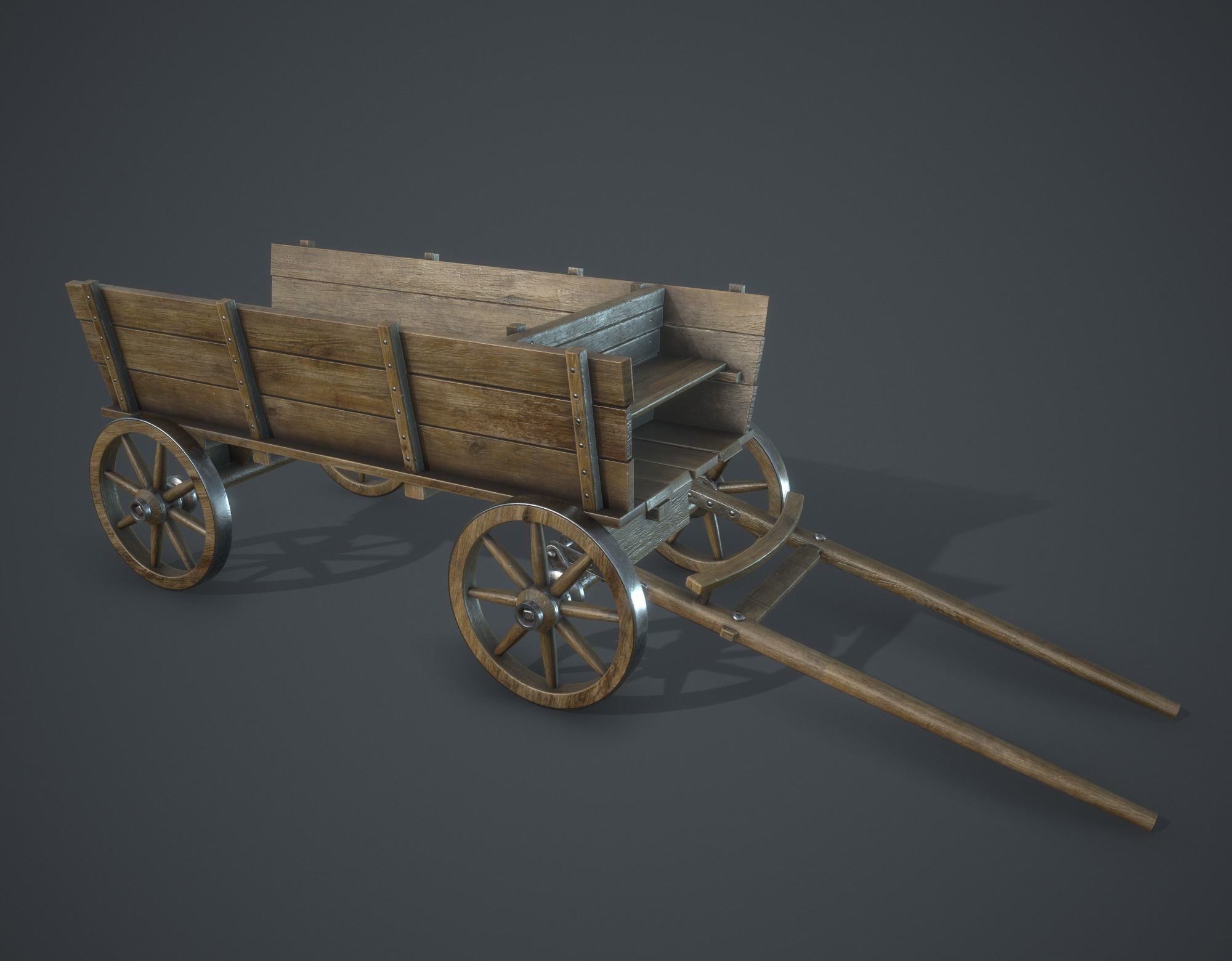 Wagon Low-poly 3D model_0