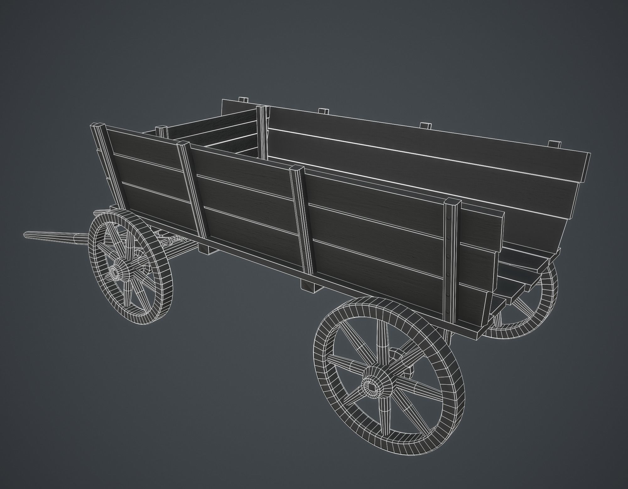 Wagon Low-poly 3D model_13