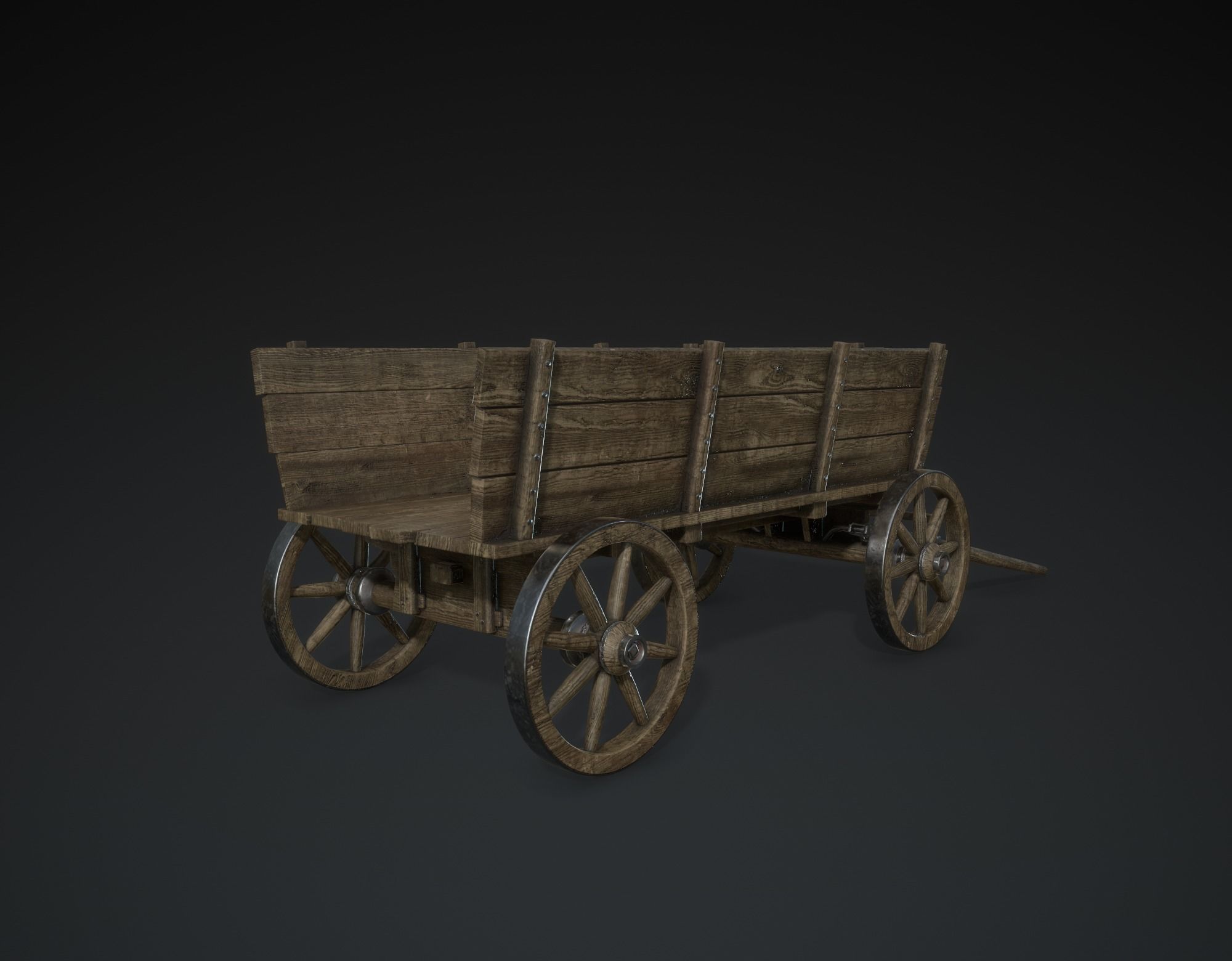 Wagon Low-poly 3D model_2