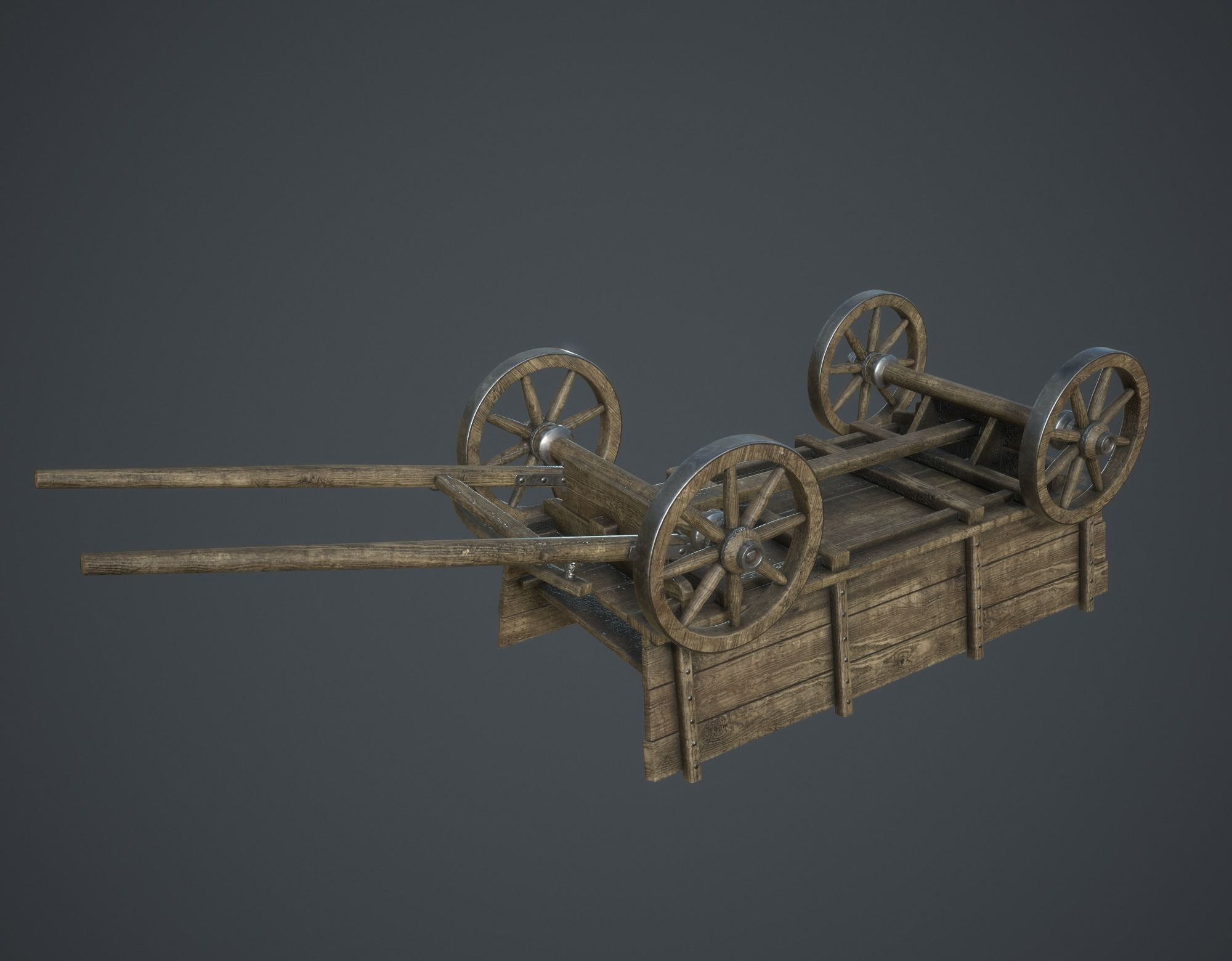Wagon Low-poly 3D model_11