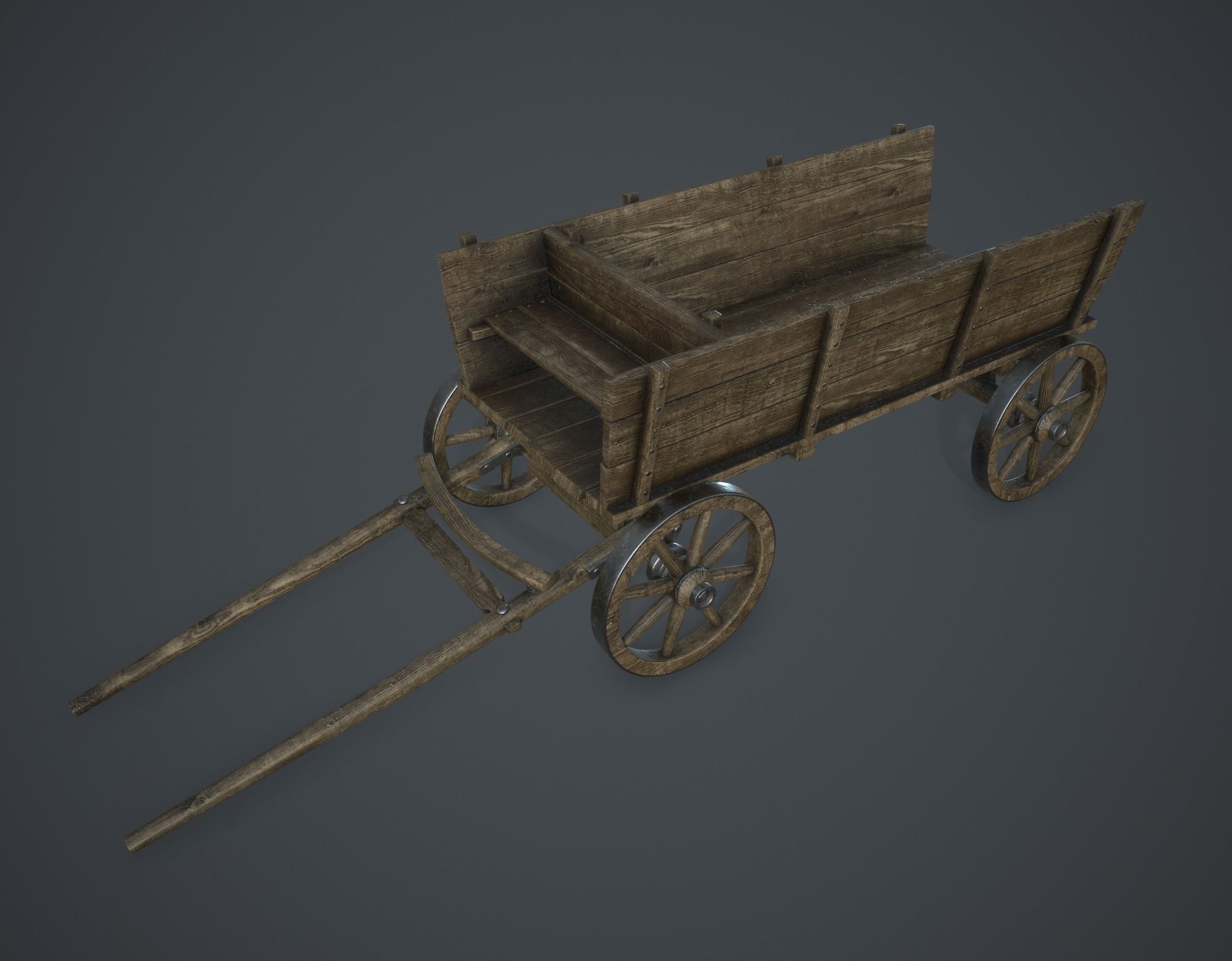 Wagon Low-poly 3D model_5