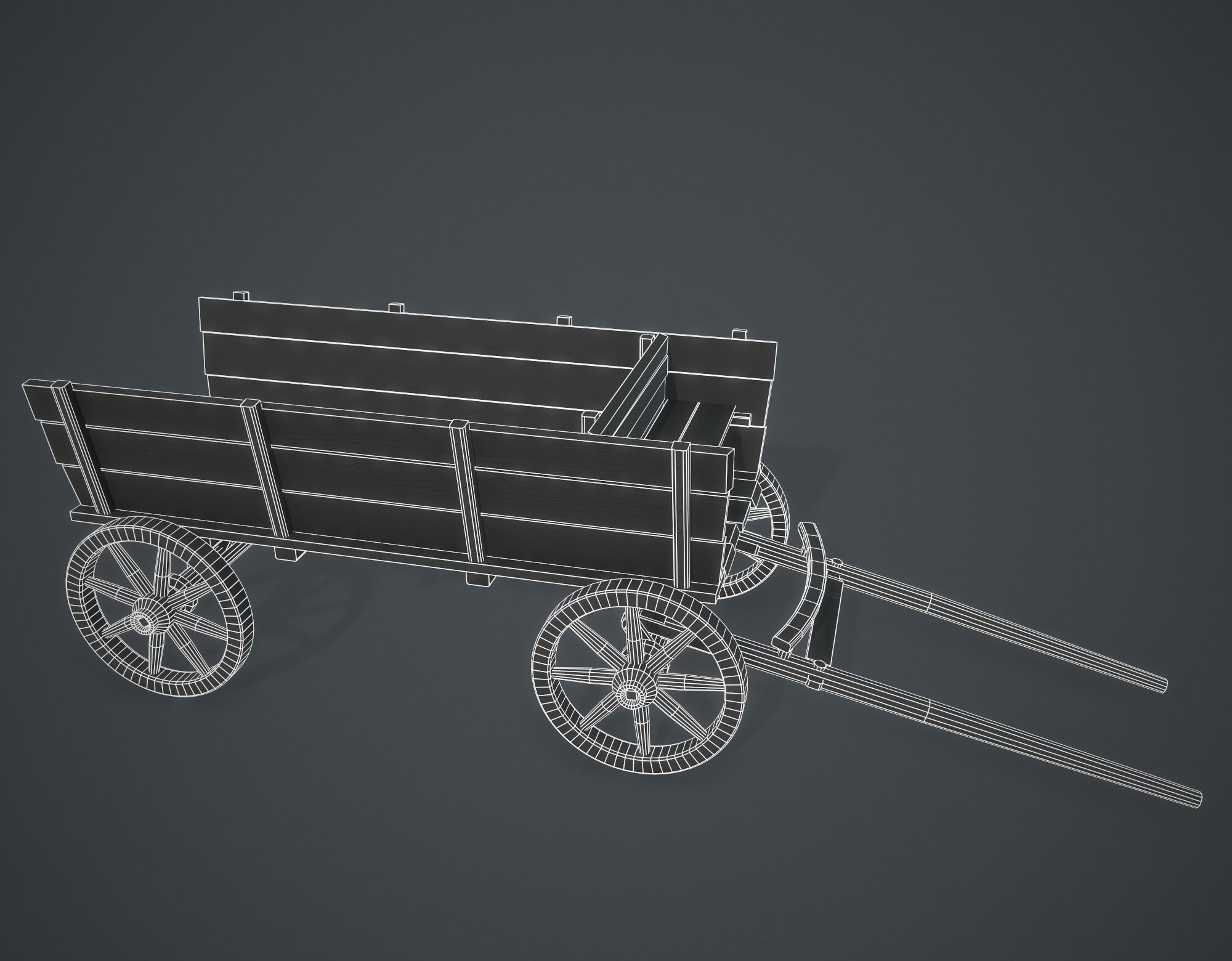 Wagon Low-poly 3D model_12