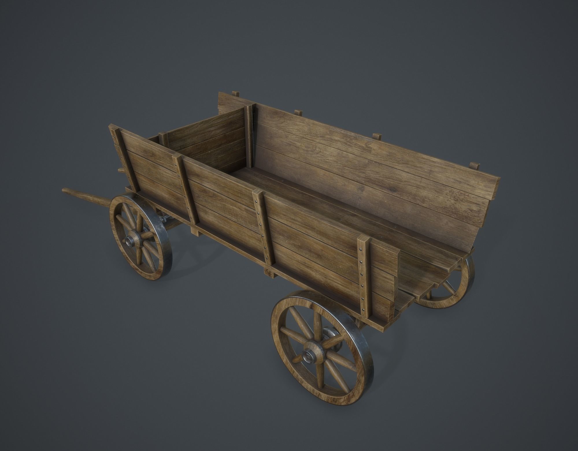 Wagon Low-poly 3D model_7