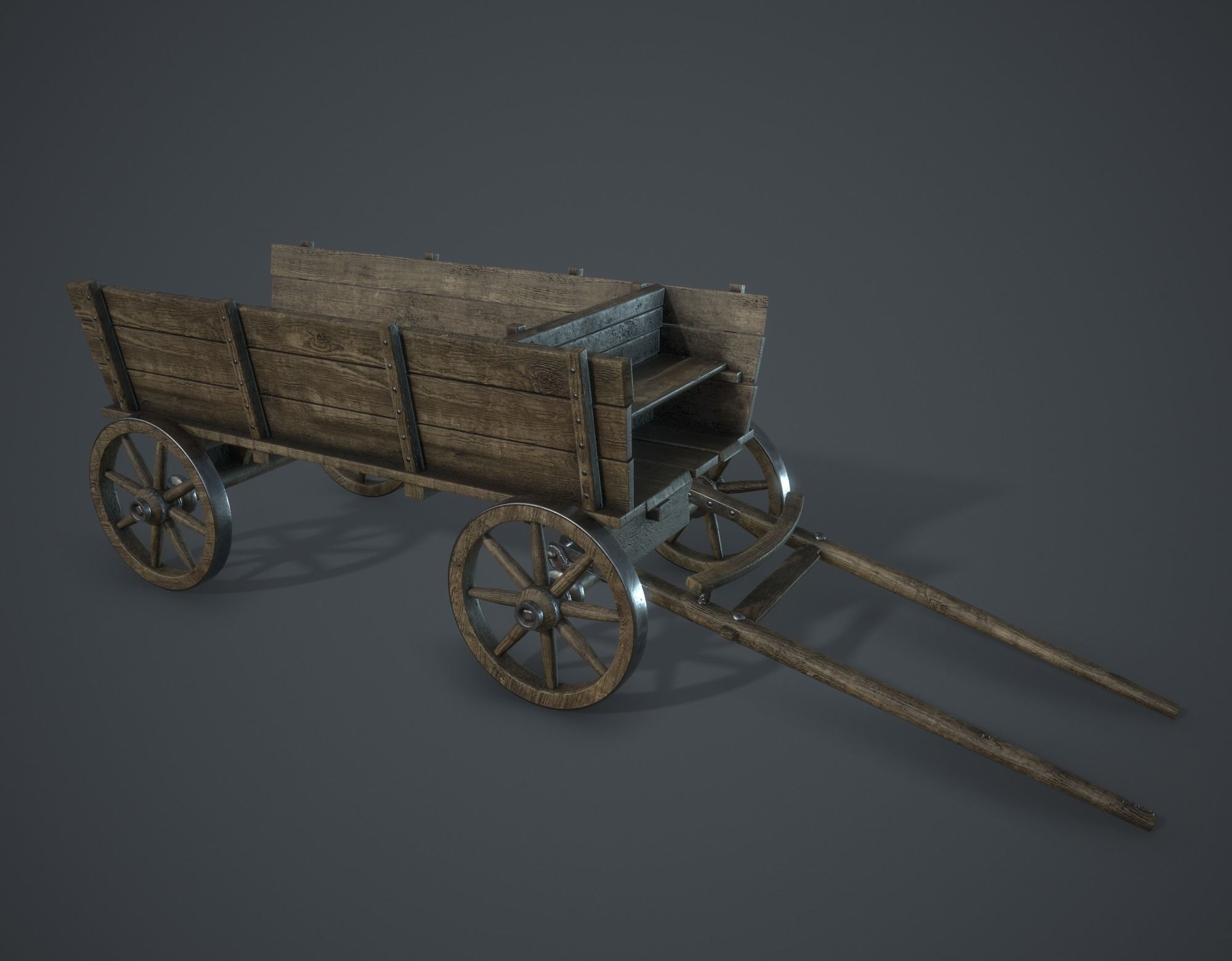 Wagon Low-poly 3D model_1