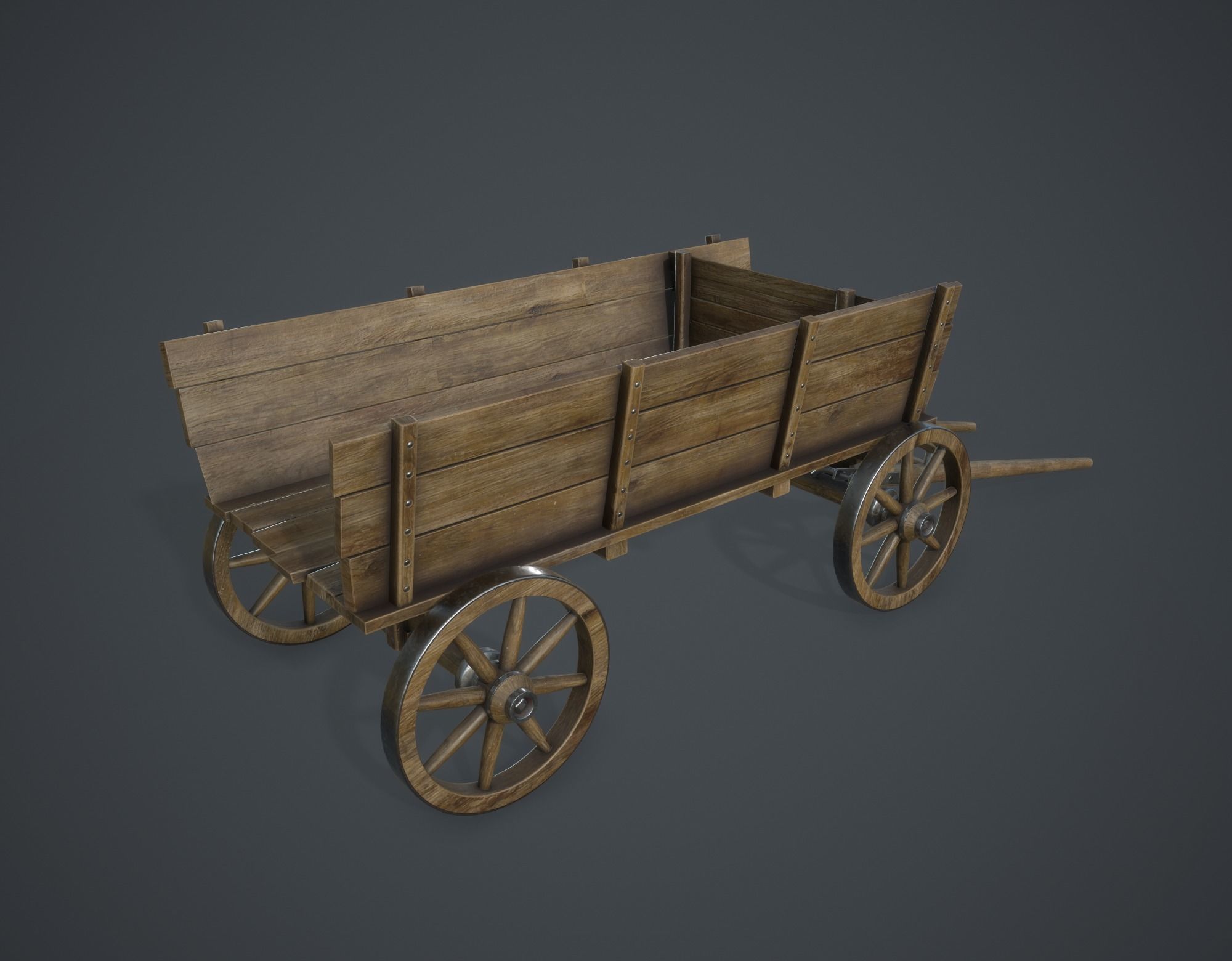 Wagon Low-poly 3D model_8