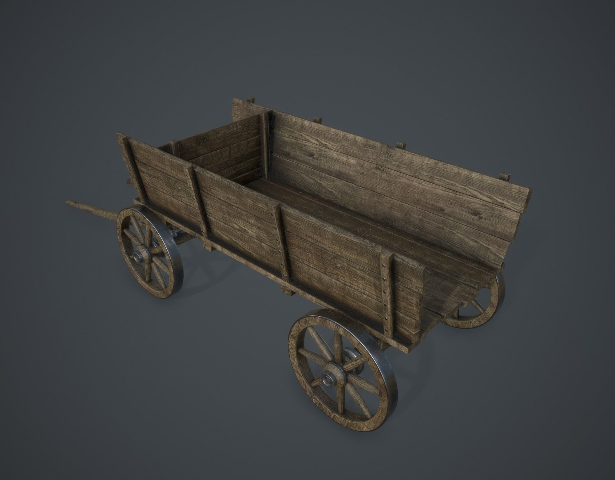 Wagon Low-poly 3D model_6