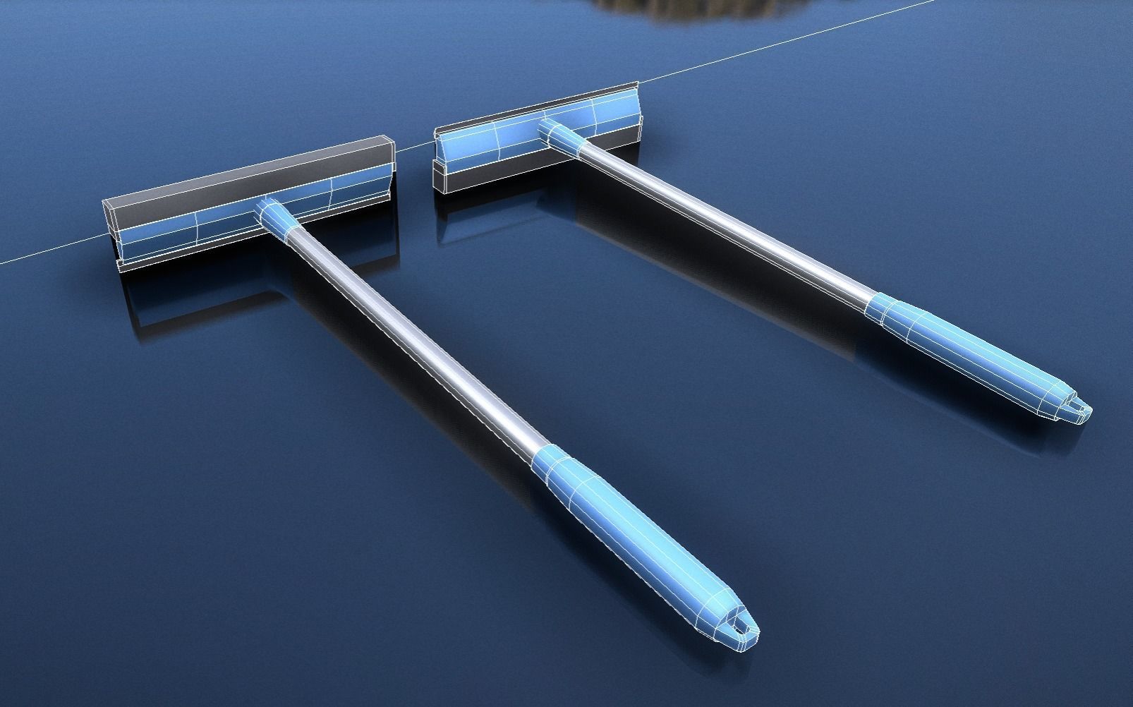 Blue Hand Window Squeegee Tool - Glass Cleaner Low-poly 3D model_4