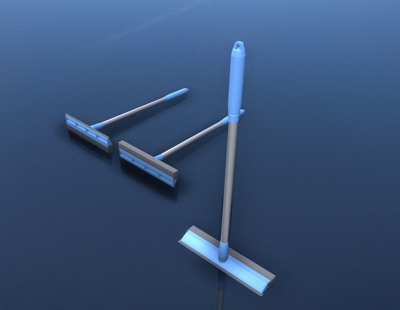 Blue Hand Window Squeegee Tool - Glass Cleaner Low-poly 3D model_1