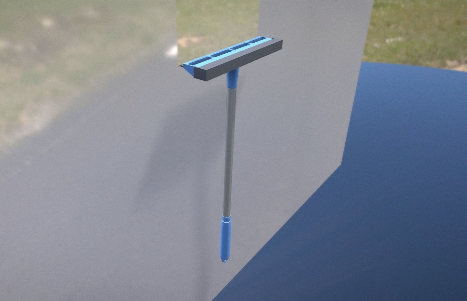 Blue Hand Window Squeegee Tool - Glass Cleaner Low-poly 3D model_12