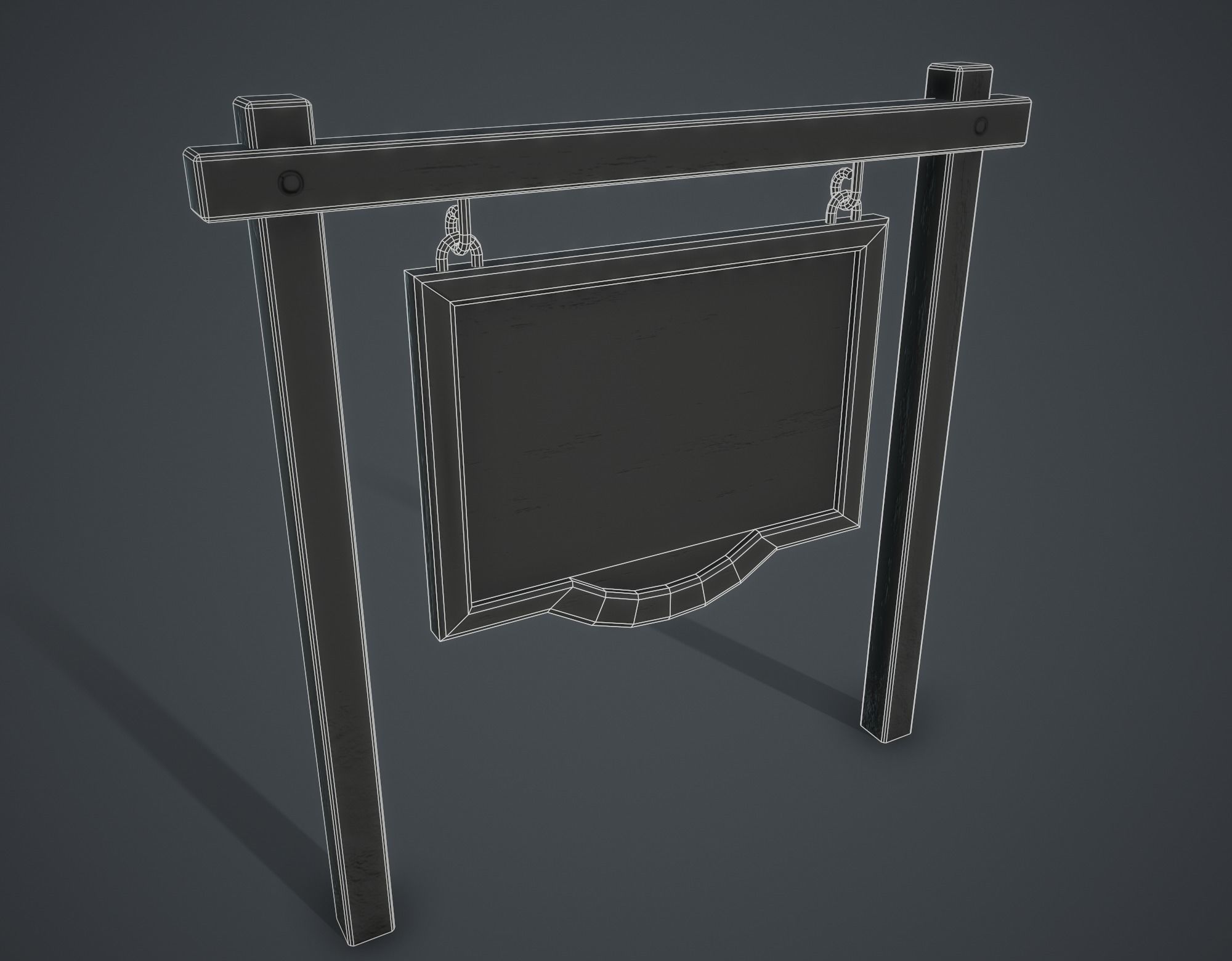 Medieval Signboard Low-poly 3D model_6