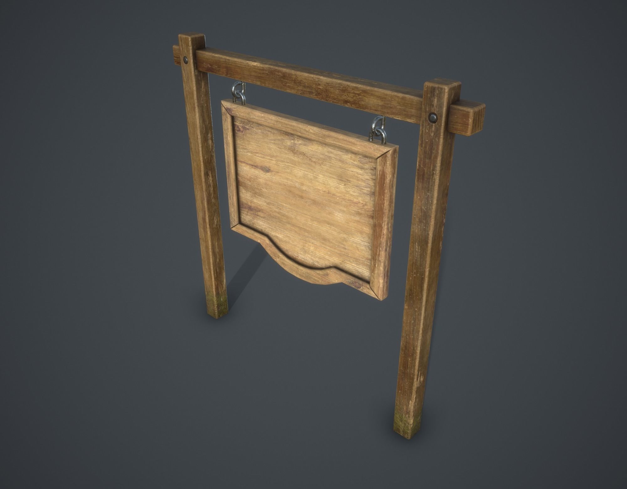 Medieval Signboard Low-poly 3D model_4