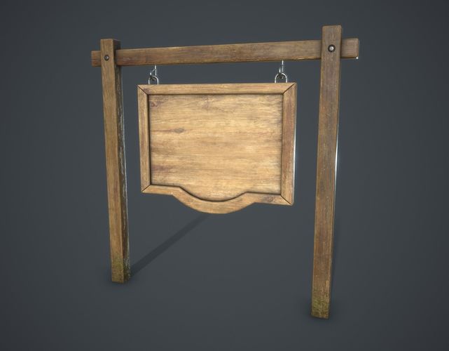 Medieval Signboard Low-poly 3D model