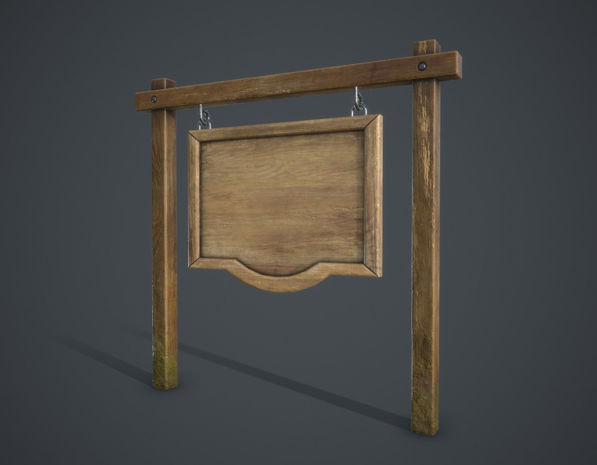 Medieval Signboard Low-poly 3D model_2
