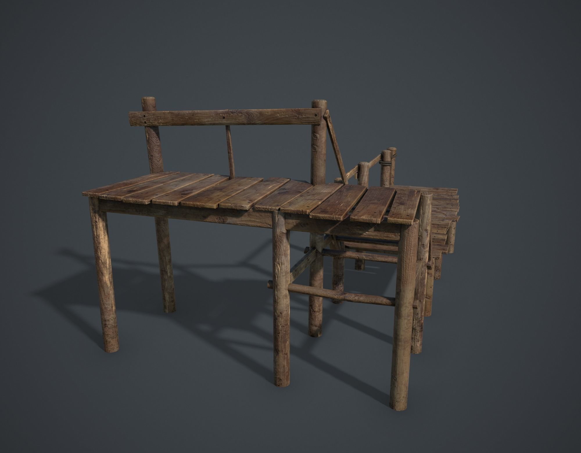 Old Pier Low-poly 3D model_5