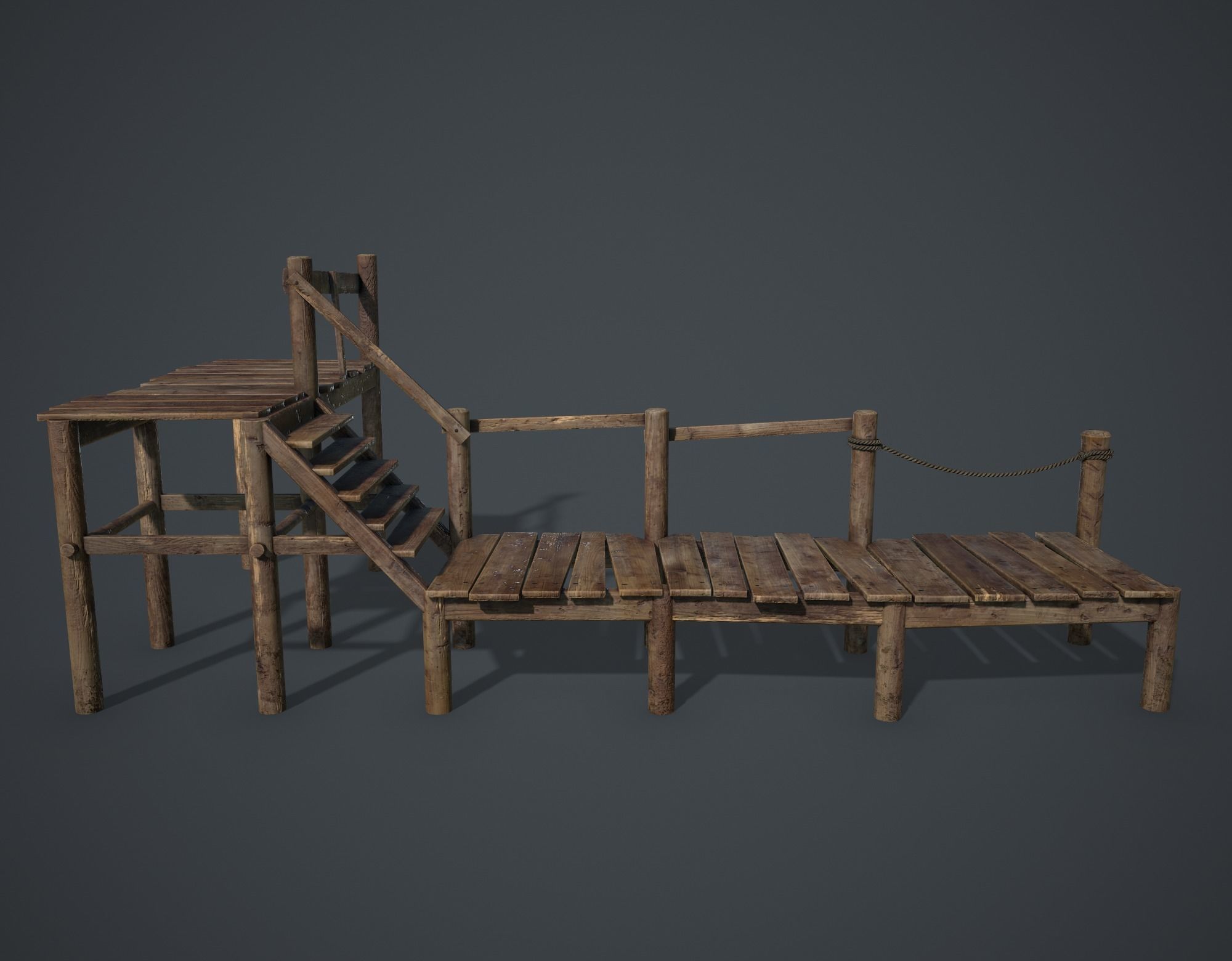Old Pier Low-poly 3D model_3