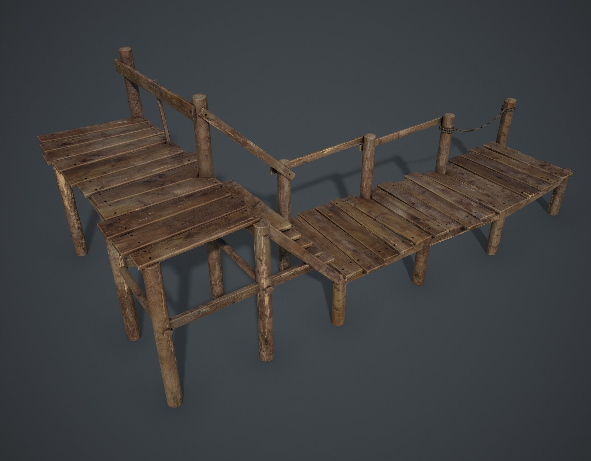 Old Pier Low-poly 3D model_4