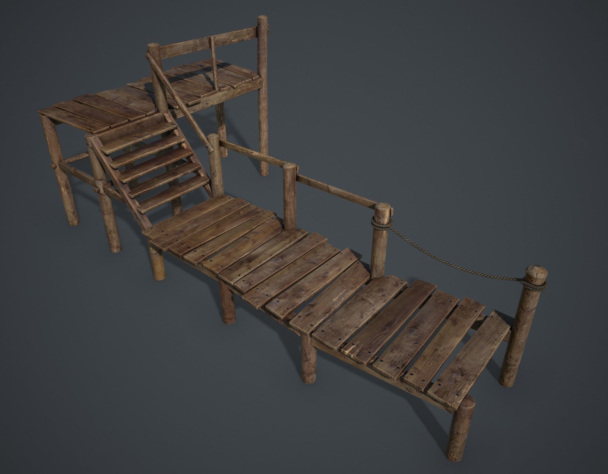 Old Pier Low-poly 3D model_2