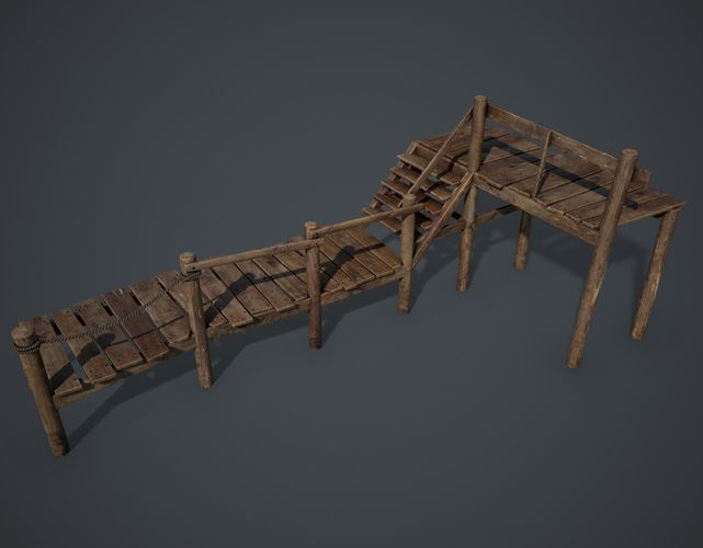 Old Pier Low-poly 3D model