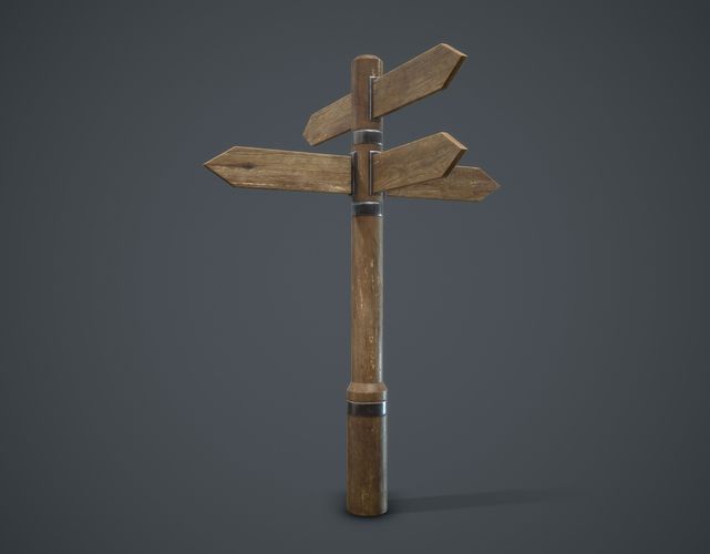 Signpost Low-poly 3D model
