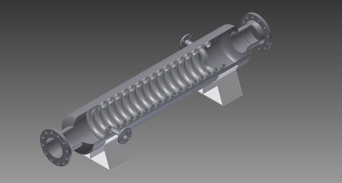 Tubular Heat Exchanger Free 3D model_0