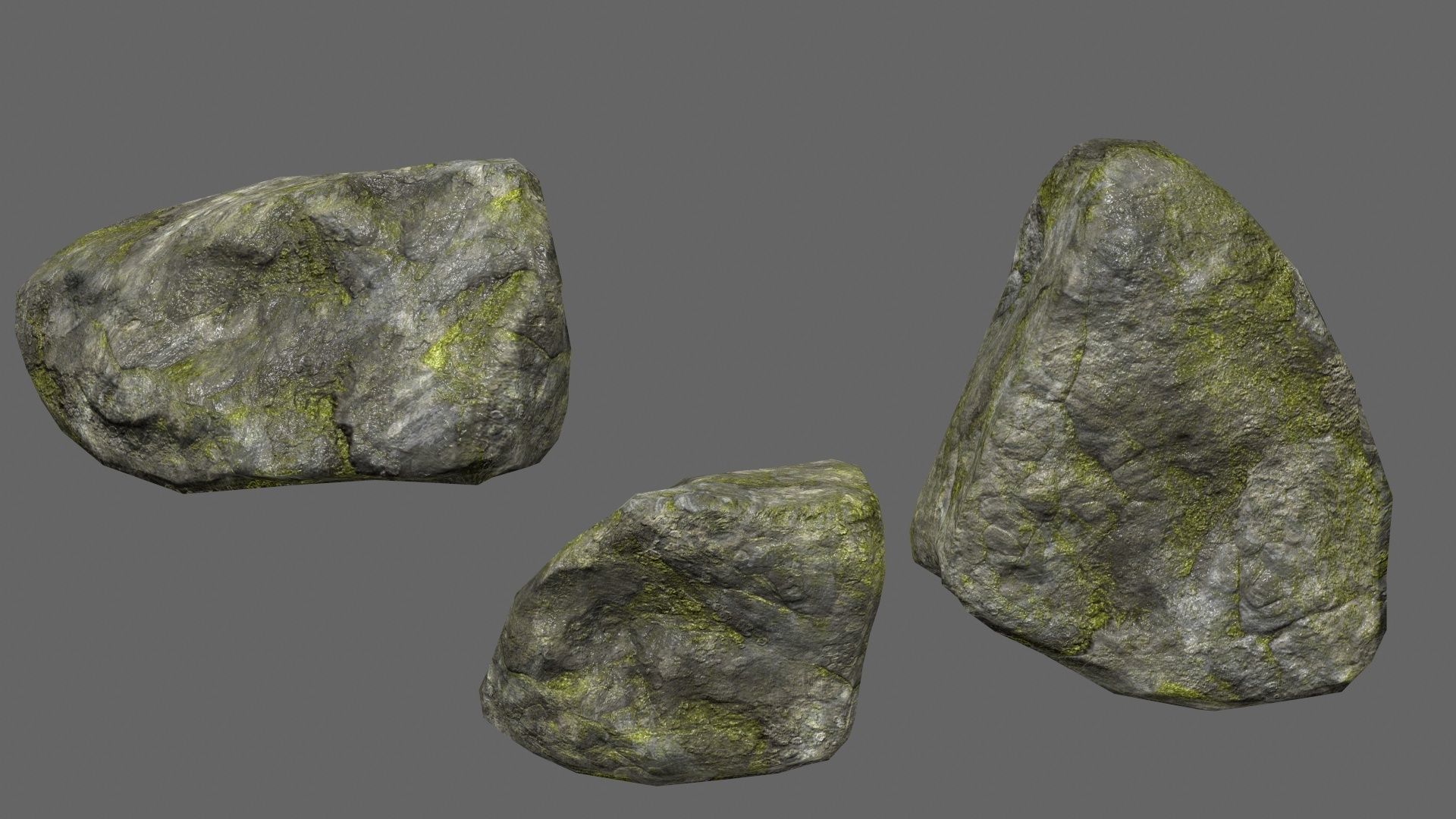 mossy rock set 1 Low-poly 3D model_17