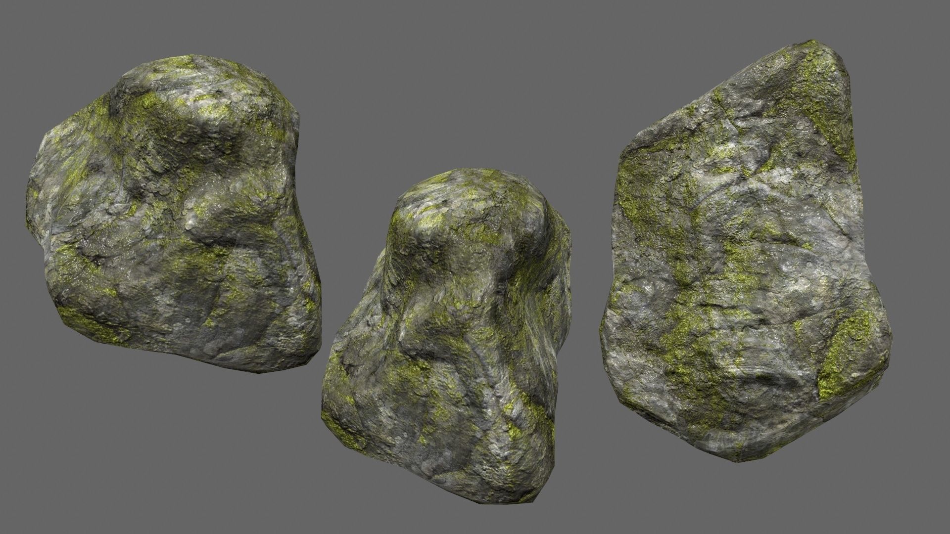 mossy rock set 1 Low-poly 3D model_10