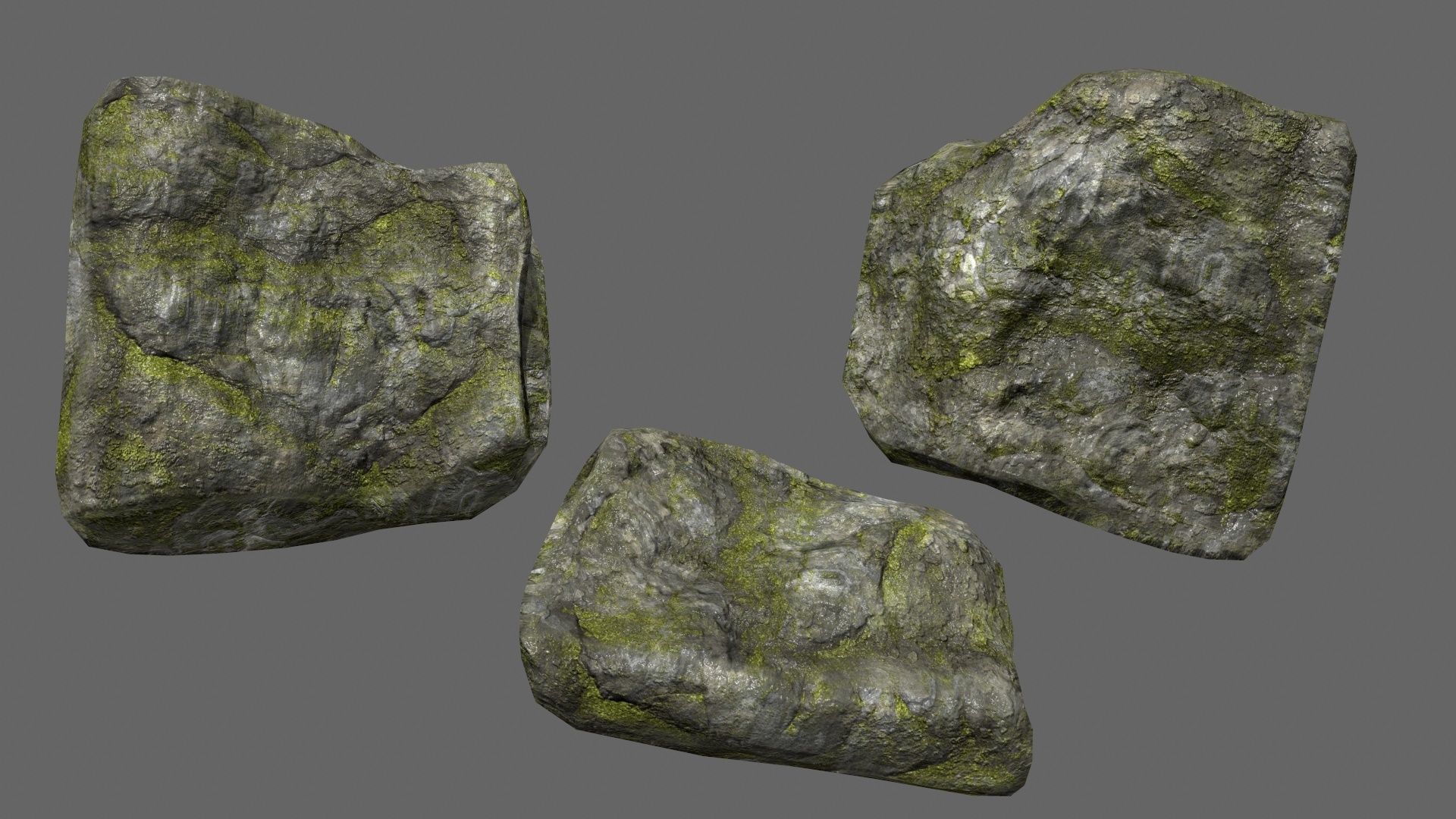 mossy rock set 1 Low-poly 3D model_19