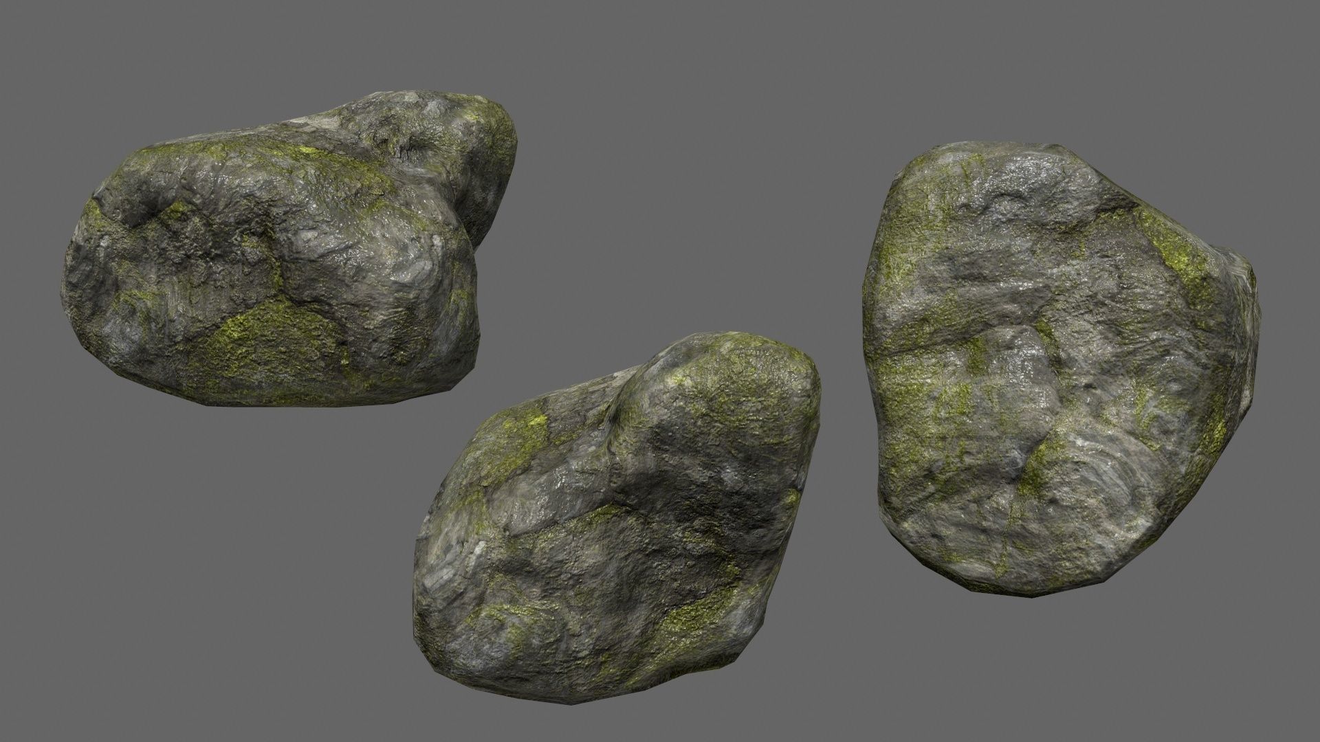 mossy rock set 1 Low-poly 3D model_9