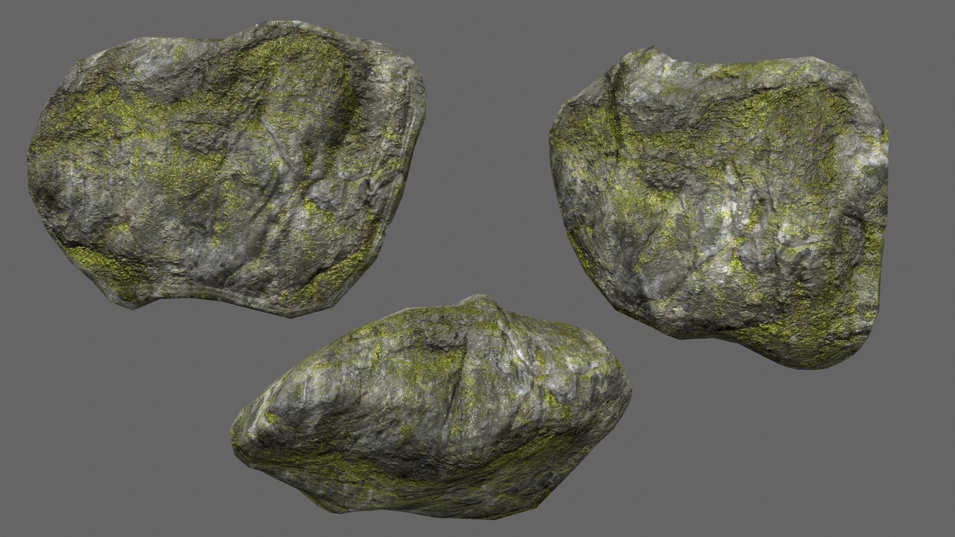 mossy rock set 1 Low-poly 3D model_23