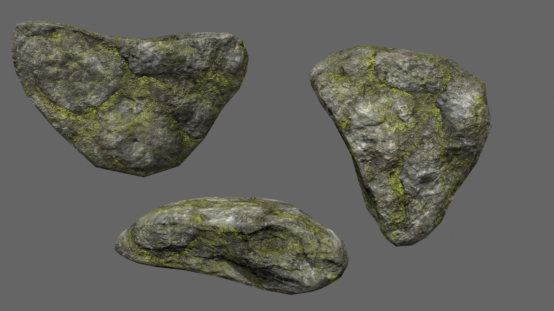 mossy rock set 1 Low-poly 3D model_22