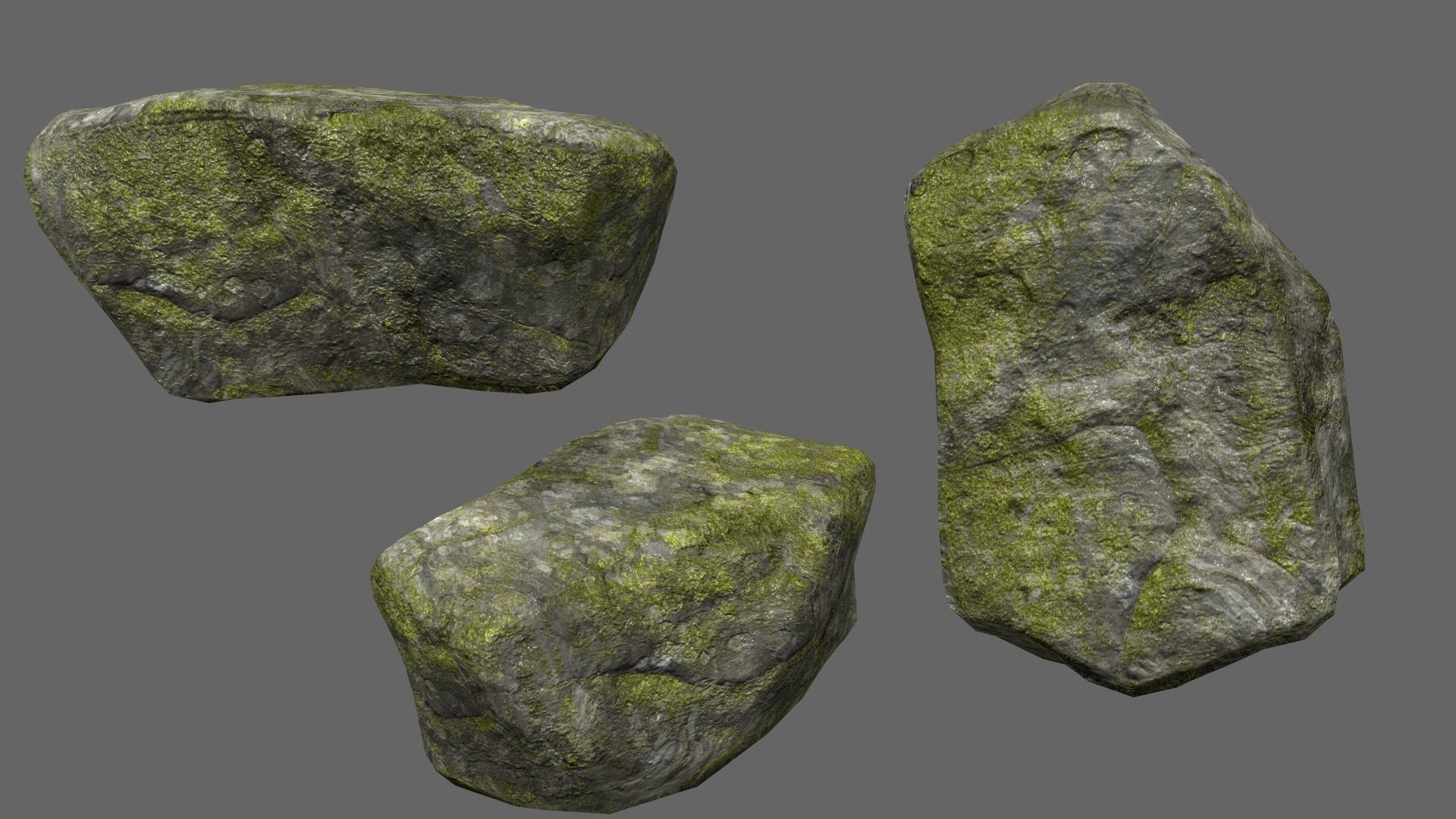 mossy rock set 1 Low-poly 3D model_7