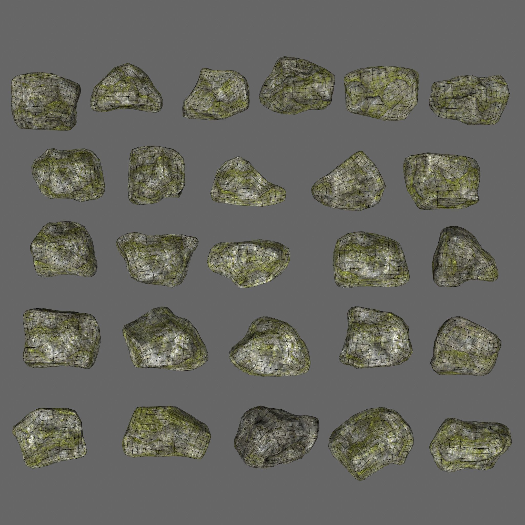 mossy rock set 1 Low-poly 3D model_27