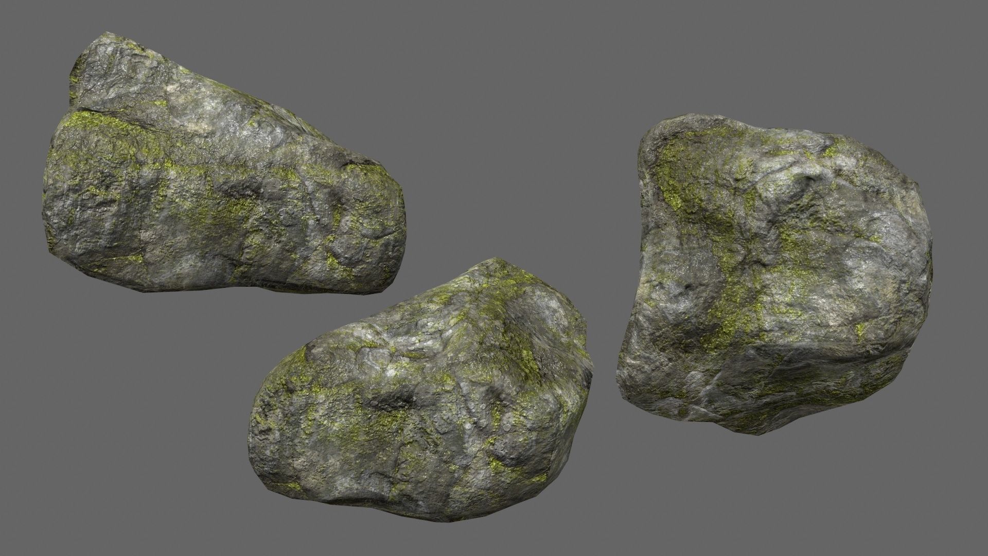 mossy rock set 1 Low-poly 3D model_15