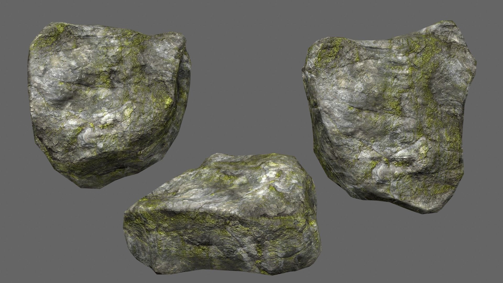 mossy rock set 1 Low-poly 3D model_5
