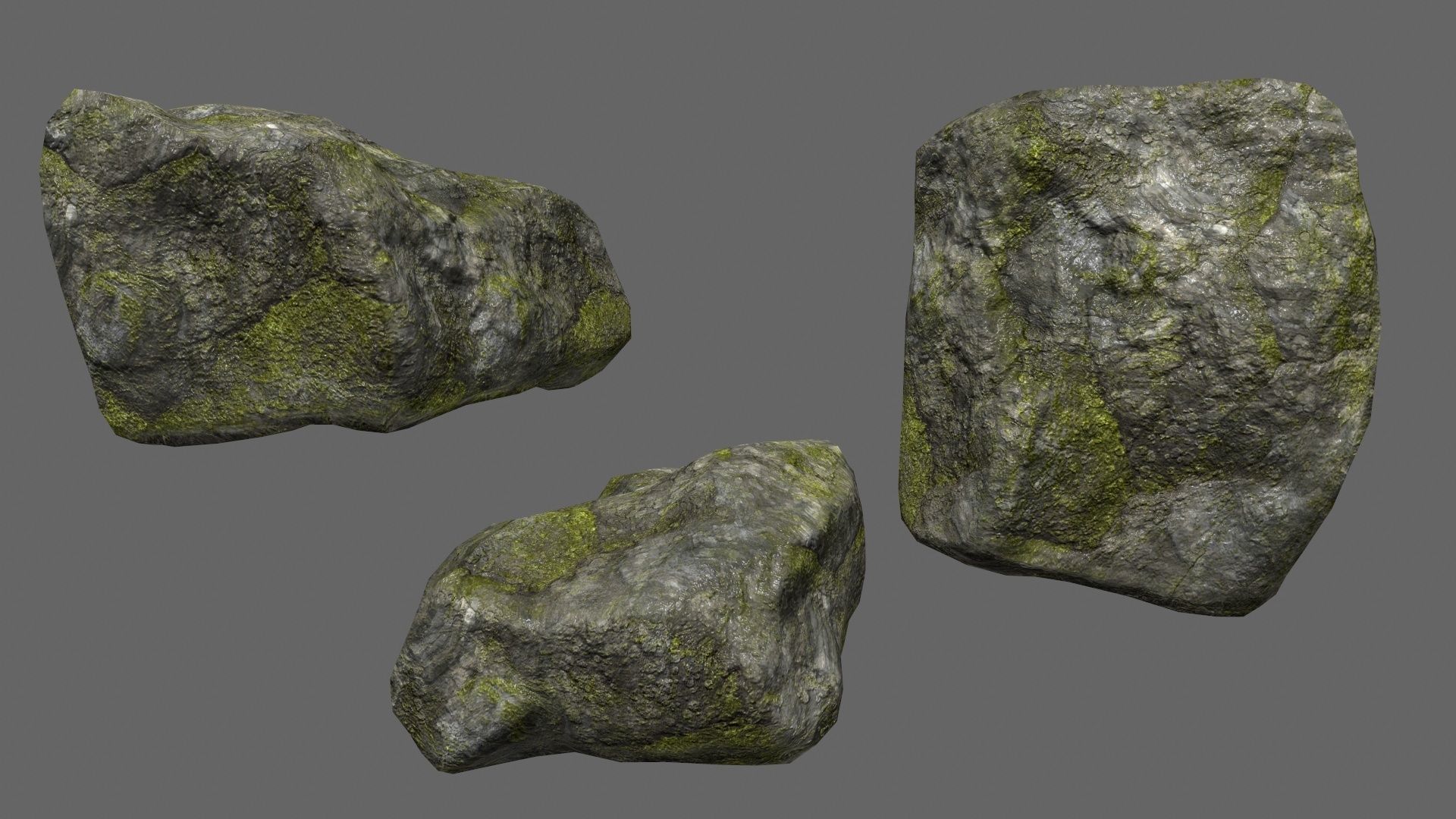 mossy rock set 1 Low-poly 3D model_21
